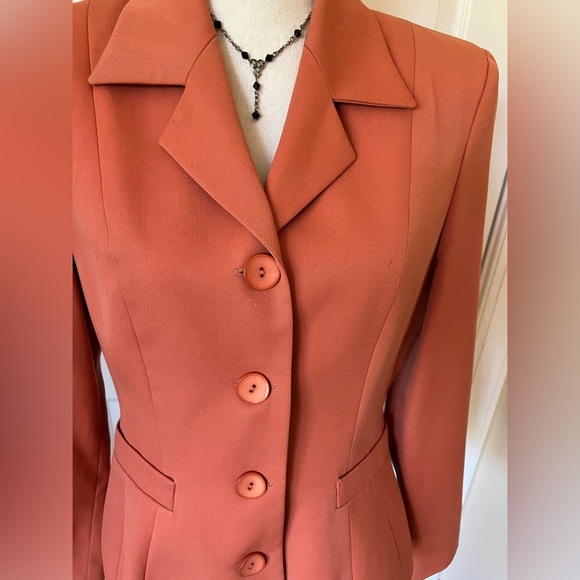 Vertigo 🇫🇷 Pour La Ville Orange Wool Blend Tailored Fitted Blazer Jacket M - Picture 2 of 14